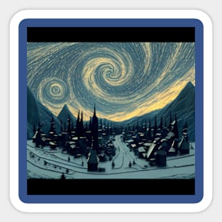 Starry Night Over Hogsmeade Village Sticker